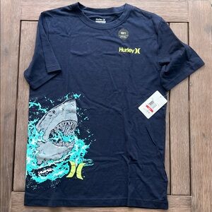 Hurley Navy and Aqua Shark Tee